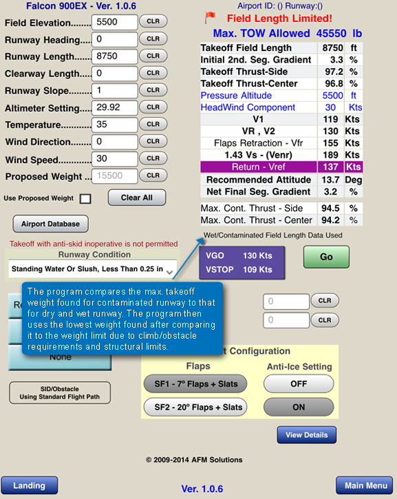 Falcon 900EX Performance App