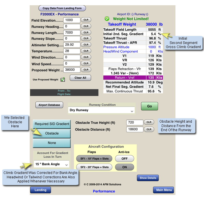 Takeoff Example - F2000EX / EX-EASy (for iPad)