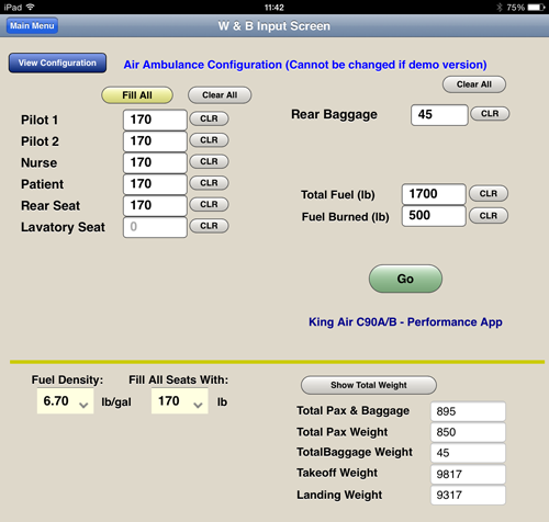 King Air C90A Weight and Balance