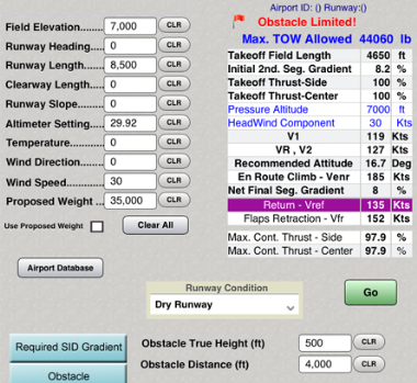 takeoff performance app runway analysis