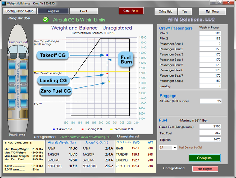 Weight and Balance App for King Air 350