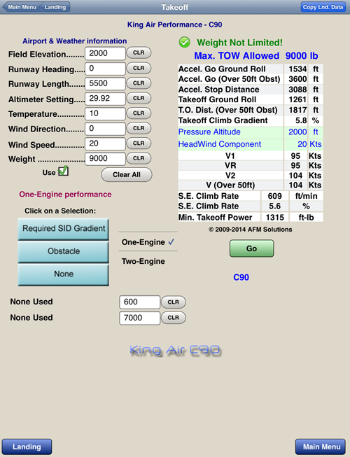 Takeoff Performance - King Air C90